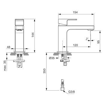 Edge a7103 miscelatore lavabo cromato codice prod: A7103AA product photo Foto1 L2