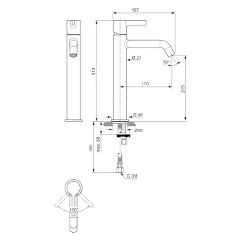 Miscelatore lavabo da appoggio Joy cromato senza asta codice prod: BC782AA product photo Foto6 L2