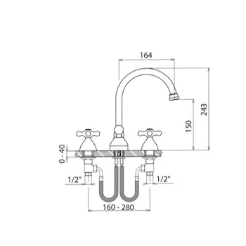 Miscelatore lavabo a 3 fori bocca orientabile 45750724E251 serie Epoca codice prod: 45750724E251 product photo Foto1 L2