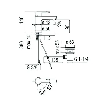 New Road mix lavabo monocomando a risparmio idrico ed energetico con scarico codice prod: RDH00118/1CR product photo Foto1 L2