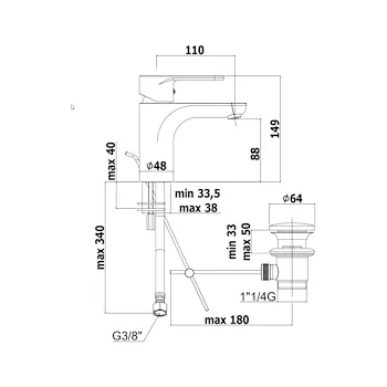 GREEN miscelatore lavabo con piletta click clack cromato codice prod: GR071KCR product photo Foto1 L2