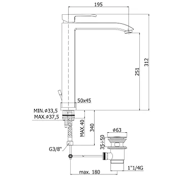 Level rubinetto lavabo monoleva con piletta codice prod: LES081KCR product photo Foto1 L2