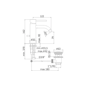 LIGHT miscelatore lavabo con piletta codice prod: LIG075NO product photo Foto1 L2