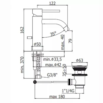 LIGHT miscelatore lavabo con piletta bianco opaco codice prod: LIG075BO product photo Foto1 L2