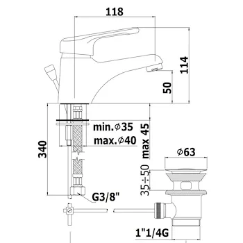 NETTUNO miscelatore lavabo cromato con piletta codice prod: NT075CR product photo Foto2 L2