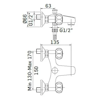 Alfa Beta rubinetto vasca a parete codice prod: 1053FB68A121 product photo Foto1 L2