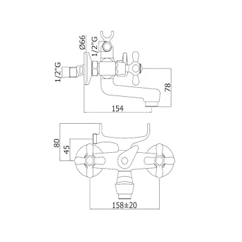 Iris-viola rubinetto vasca a parete codice prod: IRV025CR product photo Foto1 L2