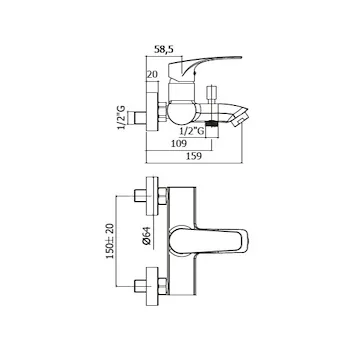 LIME miscelatore vasca esterno cromato duplex fisso codice prod: LM026CR product photo Foto1 L2