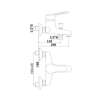 NETTUNO miscelatore vasca/doccia con duplex fisso codice prod: NT026CR product photo Foto1 L2