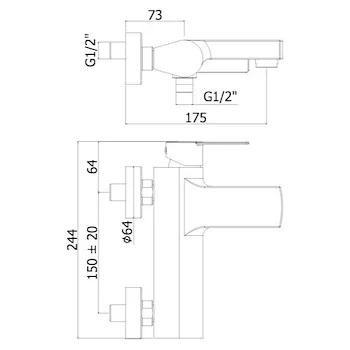 TANGO miscelatore vasca cromato esterno fisso codice prod: TA026CR product photo Foto1 L2