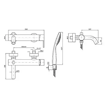 Gill miscelatore monocomando esterno vasca-doccia con deviatore aeratore doccetta cromato codice prod: ZGL139 product photo Foto1 L2