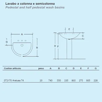 Aretusa colonna per lavabo bianco lucido codice prod: 072470011 product photo Foto1 L2