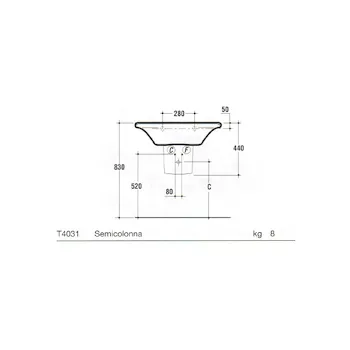 Diagonal semicolonna per lavabo bianco lucido codice prod: T403101 product photo Foto1 L2