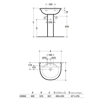 Esedra lavabo 68x52 bianco lucido monoforo codice prod: G906801 product photo Foto1 L2