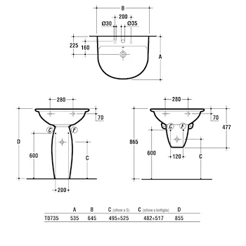 Fiorile lavabo 65x53 bianco lucido monoforo codice prod: T073561 product photo Foto1 L2