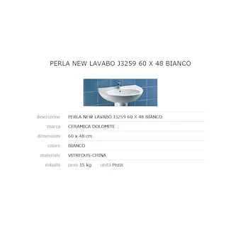 Perla lavabo 60x48 bianco garanzia europea 2 anni codice prod: J325900 product photo Foto1 L2