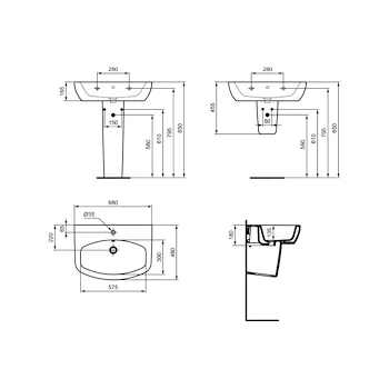 Tesi design lavabo sospeso 1 foro 68x48 bianco europeo garanzia europea 2 anni codice prod: T057201 product photo Foto1 L2