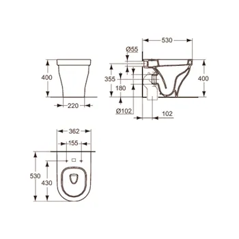 Washpoint wc con scarico universale con sedile bianco lucido codice prod: R950361 product photo Foto1 L2