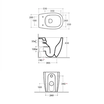 Daily wc a pavimento 53x35 senza brida codice prod: DN001BI product photo Foto1 L2