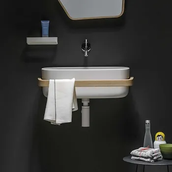 Bounce lavabo cristalplant con portasalviette avvolgente bianco codice prod: EVLACPHUG product photo Foto1 L2