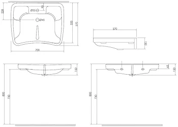 New lavabo Full ergonom.x dis.cm 70x57 ceramica bianco foro scarico d.50 codice prod: DSV16977 product photo Foto1 L2