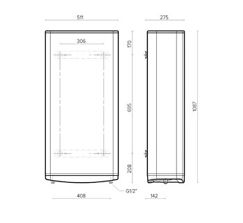 Ariston Velis Dune Wi-Fi 80 litri scaldabagno elettrico doppio serbatoio wi-fi integrato codice prod: 4018001 product photo Foto3 L2