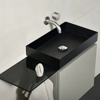 P50 composizione mobile bagno con lavabo e piano versione destra ecru' nero codice prod: P50L.D.E product photo Foto1 L2
