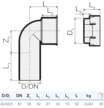 Curva tec. tre strati d.40-53,5 +tappo codice prod: IT00188 product photo Foto1 L2