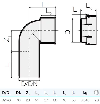 Curva tecnica con tappo tre strati d.32-46,0 codice prod: IT00186 product photo Foto1 L2