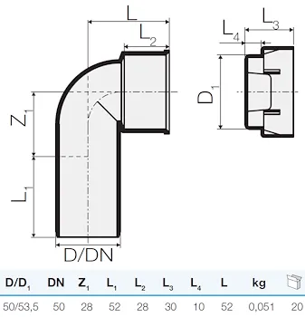 Curva tecnica con tappo tre strati d.50-53,5 codice prod: IT00189 product photo Foto1 L2