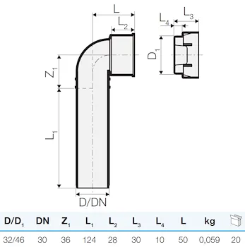 Curva tecnica prolungata con tappo htsw d32/46 codice prod: IT00196 product photo Foto1 L2