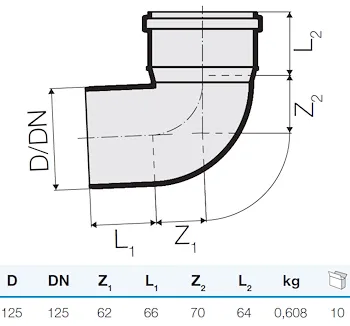 Curva tre strati d.125 87° codice prod: IT00109 product photo Foto1 L2