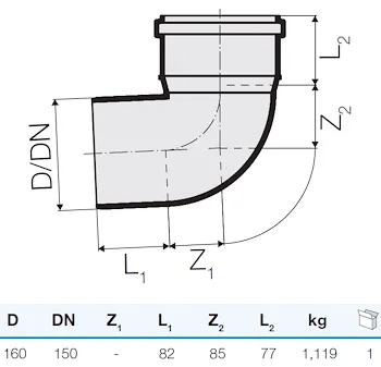 Curva tre strati d.160 87° codice prod: IT00113 product photo Foto1 L2