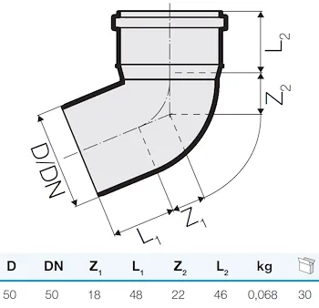 curva tre strati d.50 67° codice prod: IT00088 product photo Foto1 L2