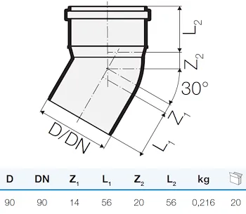 Curva tre strati d.90 30° codice prod: IT00096 product photo Foto1 L2