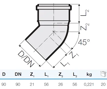 Curva tre strati d.90 45° codice prod: IT00097 product photo Foto1 L2