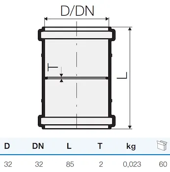 Manicotto due bicchieri tre strati d.32 codice prod: DSV12535 product photo Foto1 L2