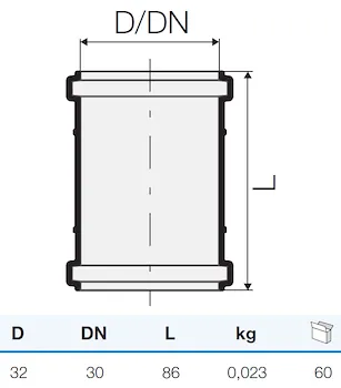 Manicotto scorrevole tre strati d.32 codice prod: DSV12534 product photo Foto1 L2