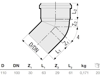 P.p. curva 45° diam. 110 codice prod: DSV00879 product photo Foto1 L2