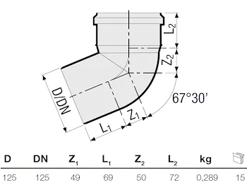 P.p. curva 67° diam. 125 codice prod: DSV00886 product photo Foto1 L2