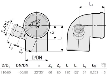 P.p. curva 87 diam.110 c/att.dx 50 codice prod: DSV01052 product photo Foto1 L2