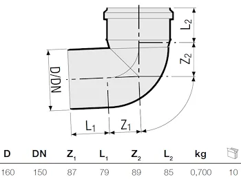 P.p..curva 87° diam. 160 codice prod: DSV00893 product photo Foto1 L2