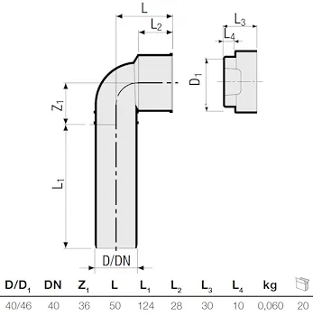P.p. curva tec. it.pr.14 cm. d.40/47 codice prod: DSV01073 product photo Foto1 L2