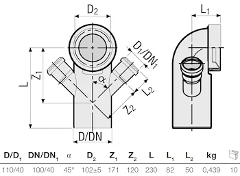 P.p. curva wc diam. 110 c/2 att.40 codice prod: DSV01045 product photo Foto1 L2