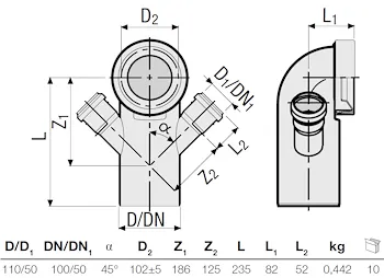 P.p. curva wc diam. 110 c/2 att.50 codice prod: DSV01046 product photo Foto1 L2