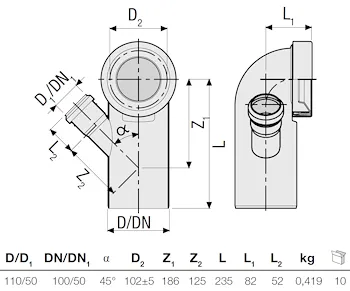 P.p. curva wc diam.110 c/att.dx50 codice prod: DSV01048 product photo Foto1 L2