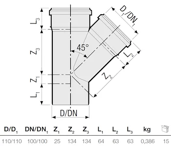 P.p. deriv. 45° diam. 110 codice prod: DSV00926 product photo Foto1 L2