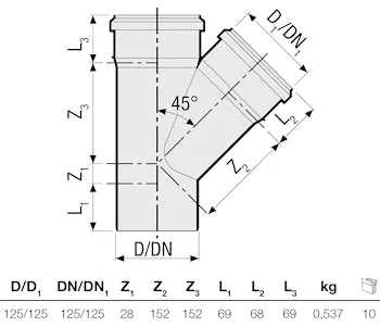 P.p. deriv. 45° diam. 125 codice prod: DSV00938 product photo Foto1 L2