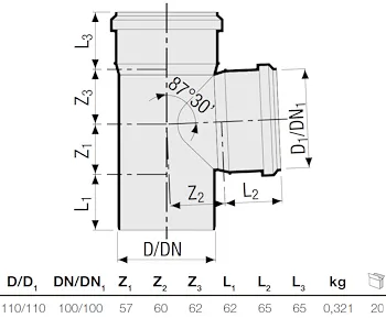 P.p. deriv. 87° diam. 110 codice prod: DSV00928 product photo Foto1 L2