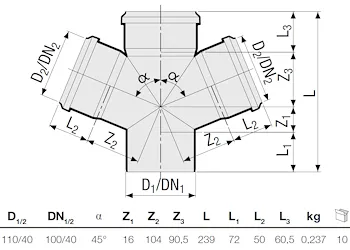 P.p.deriv. doppia 45° rid. d.110/40 codice prod: DSV00919 product photo Foto1 L2